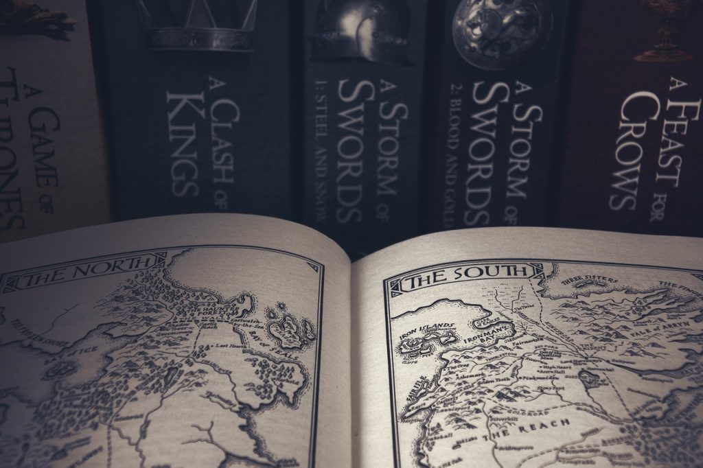 Mapa i książki z Gry o Tron